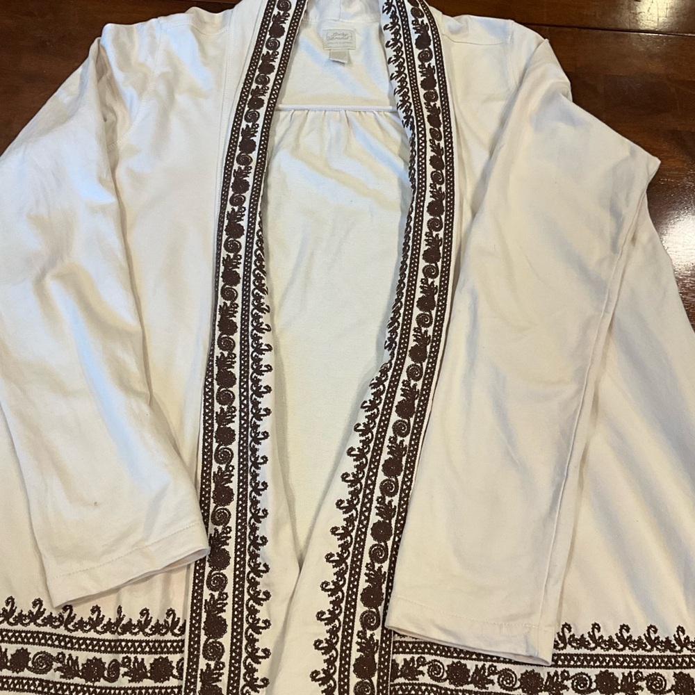 Lucky Brand Ivory Kimono with Chocolate Embroidery - Picture 4 of 4